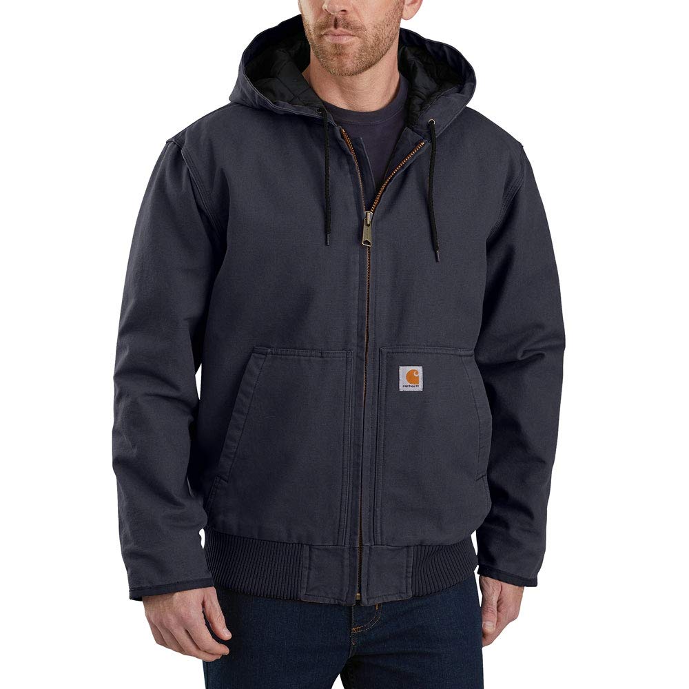 Carhartt Men's Loose Fit Washed Duck Insulated Active Jacket (Navy)