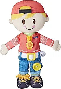 Playskool Dressy Kids Doll with Blonde Hair and Hat, Activity Plush Toy with Zipper, Shoelace, Button, for Kids Ages 2 and Up (New Open Box)