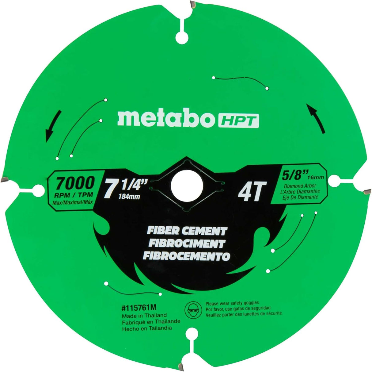 Metabo HPT Fiber Cement 7-1/4 Inch 4-Tooth Saw Blade  NEW