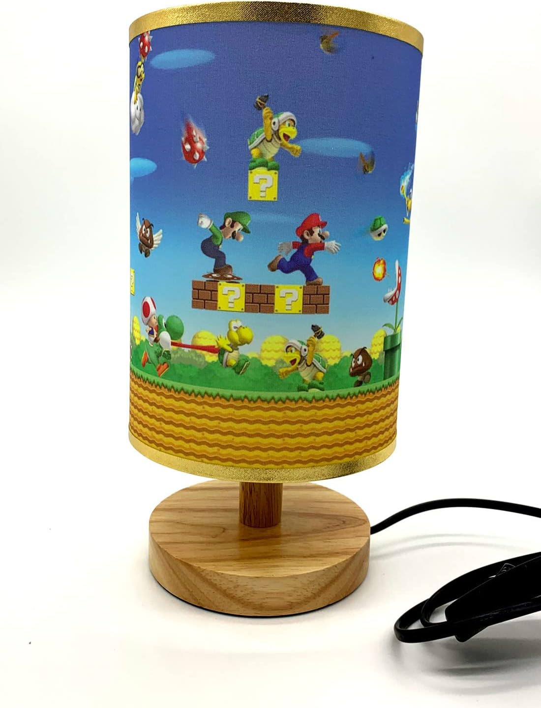 Mario Table Lamp Bedside Night Light Wood Base Room Decoration (New Open Box)