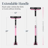 Best Choice Products - 4 in 1 Snow Brush with Shovel, Ice Scraper & Squeegee w/Storage Bag - Pink