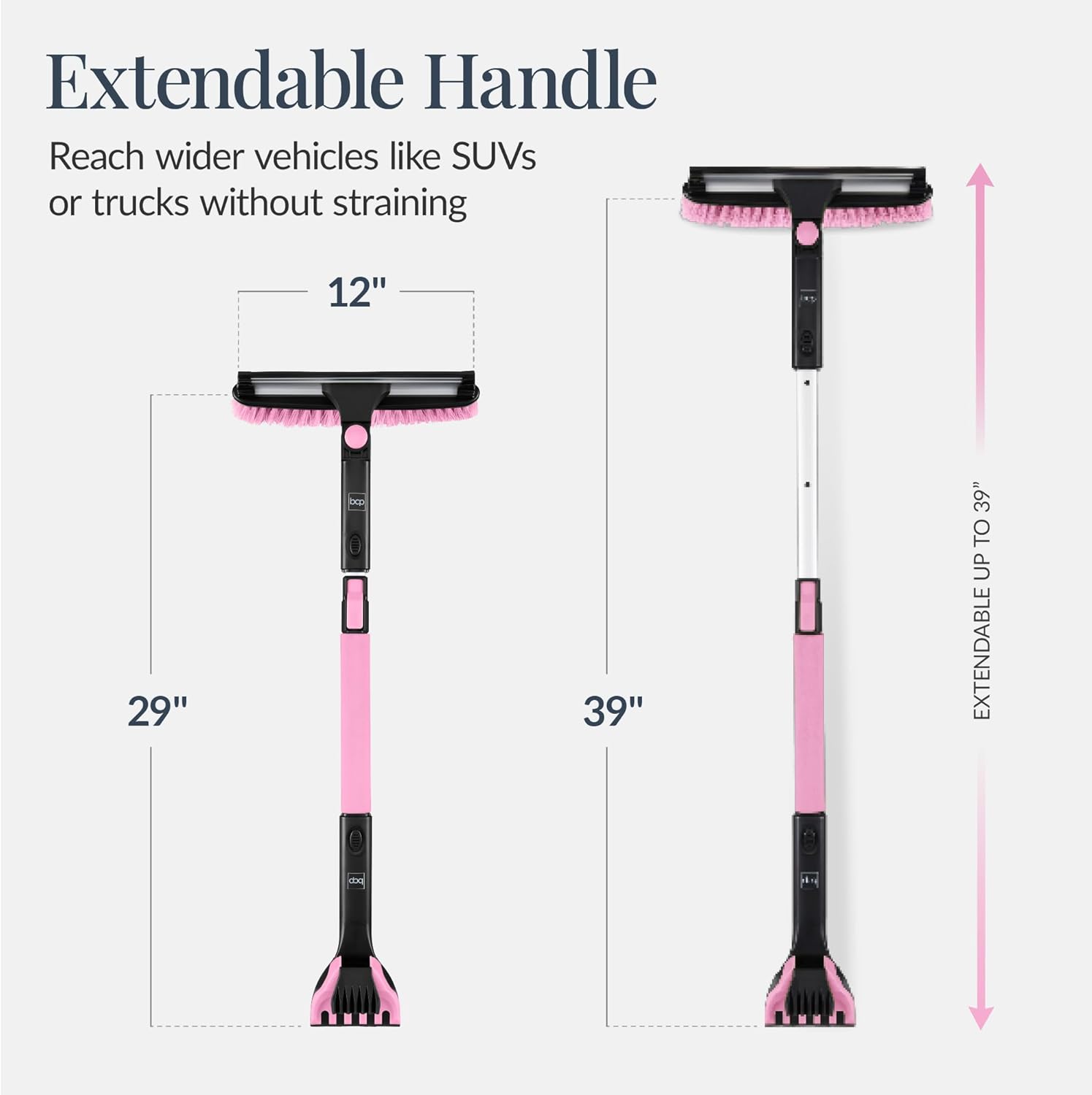 Best Choice Products - 4 in 1 Snow Brush with Shovel, Ice Scraper & Squeegee w/Storage Bag - Pink