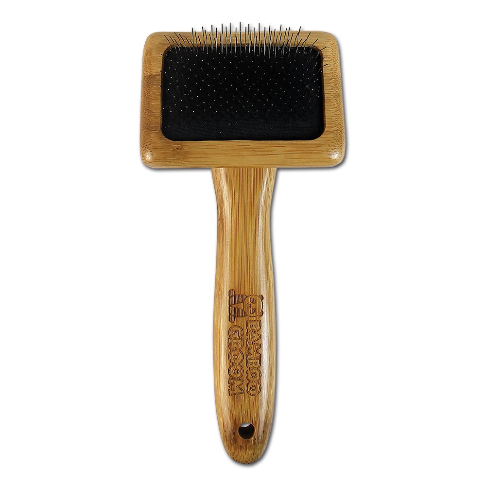 Alcott Bamboo Groom Slicker Brush with Stainless Steel Pins for Pets - Small