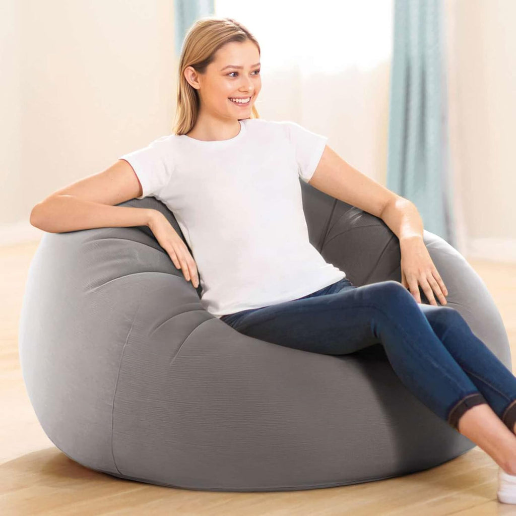 INTEX 68579EP Beanless Bag Inflatable Lounge Chair: Corduroy Textured Flocking – Durable Vinyl – Folds Compactly – 220lb