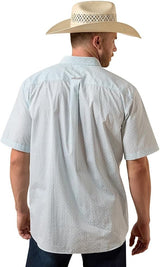 ARIAT Men's Wrinkle Free Welsh Classic Fit Shirt in White Multi Geo Print - 2XL
