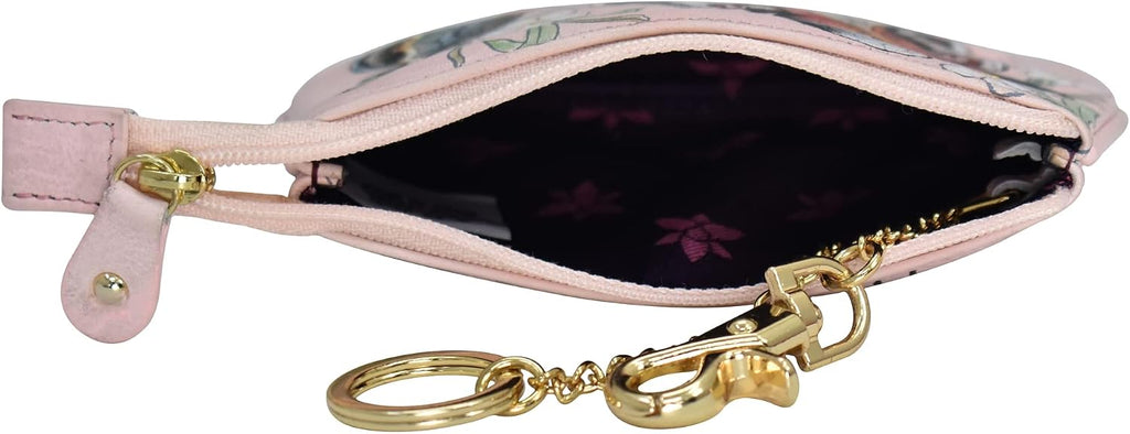 Anuschka Women’s Leather Coin Purse – Hand-Painted Genuine Leather Coin Purse with Secure Closure - 1107, Butterfly Melody