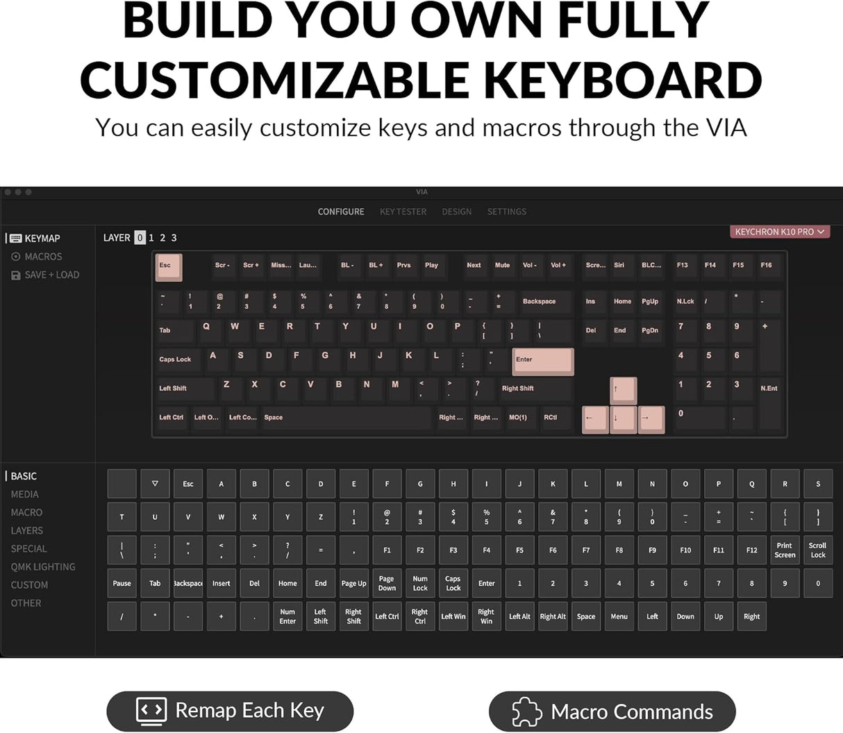 Keychron K10 Pro Wireless Custom Mechanical Keyboard, Full-Size QMK/VIA Programmable Bluetooth/Wired White Backlight with Hot-swappable Keychron K Pro Red Switch Compatible with Mac Windows Linux