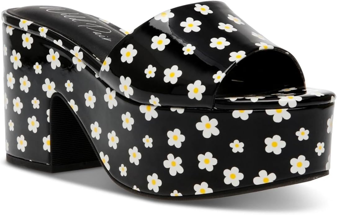 Wild Pair Women's Black Floral 2" Platform Sandal - Size 11 M