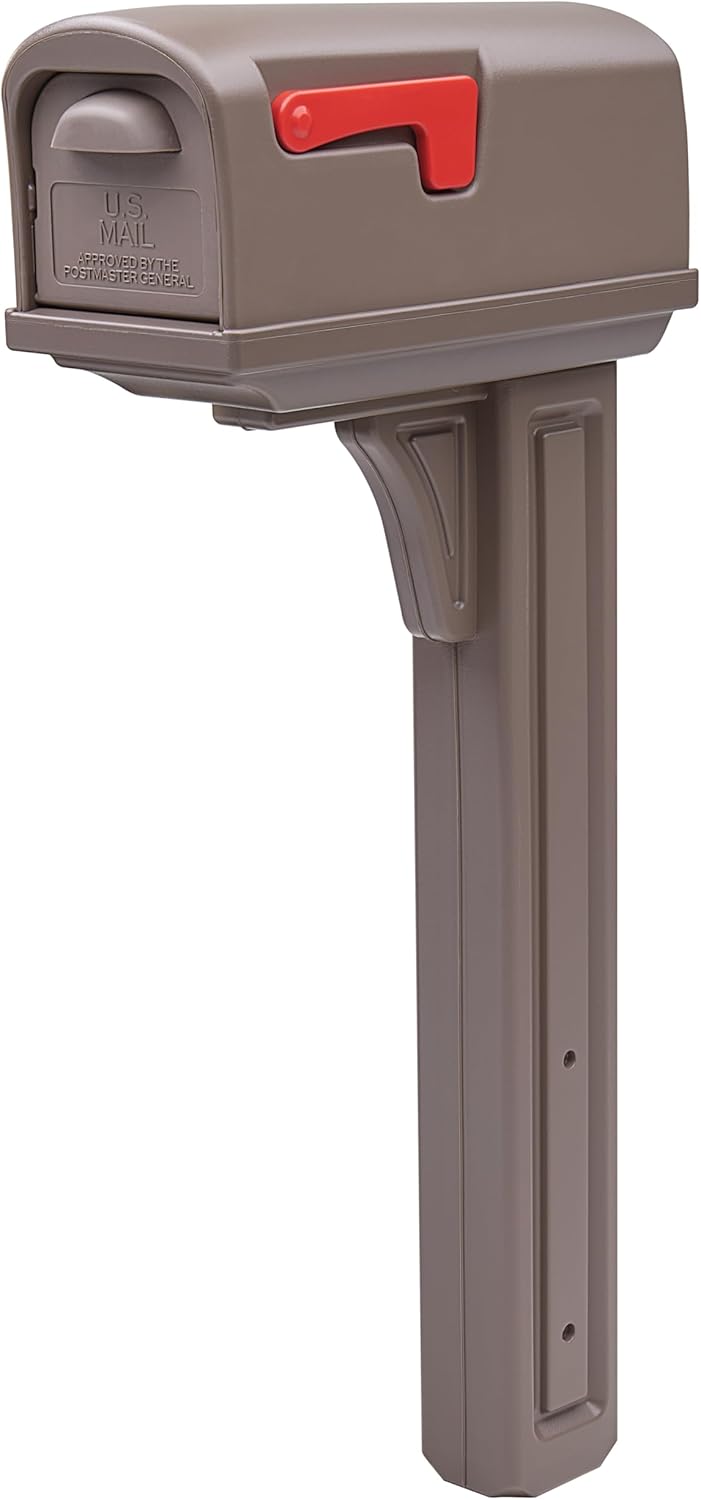 Architectural Mailboxes Classic Plastic, Dual Access, Mailbox and Post Kit, GCL100BAM, Mocha, Medium Capacity