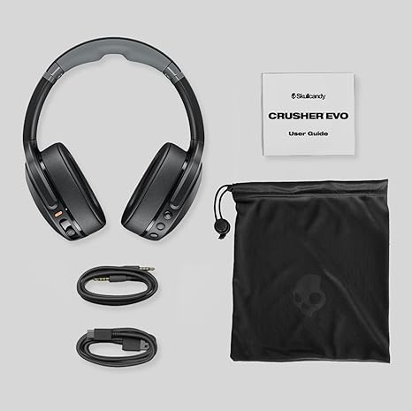 Skullcandy Crusher Evo Wireless BT Headphones w/ Multi-Sensory Bass - Model S6EVWT - True Black