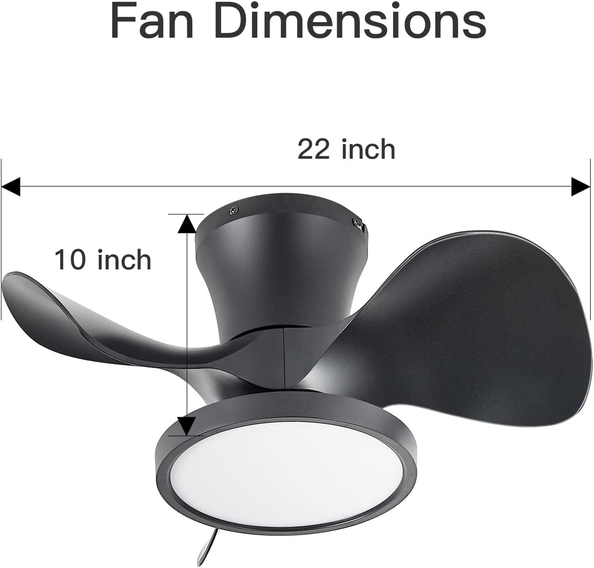 Ocioc Quiet Ceiling Fan with LED Light 22" Large Air Volume Remote Control for Kitchen Bedroom Dining Room Patio (NEW, OPEN BOX)