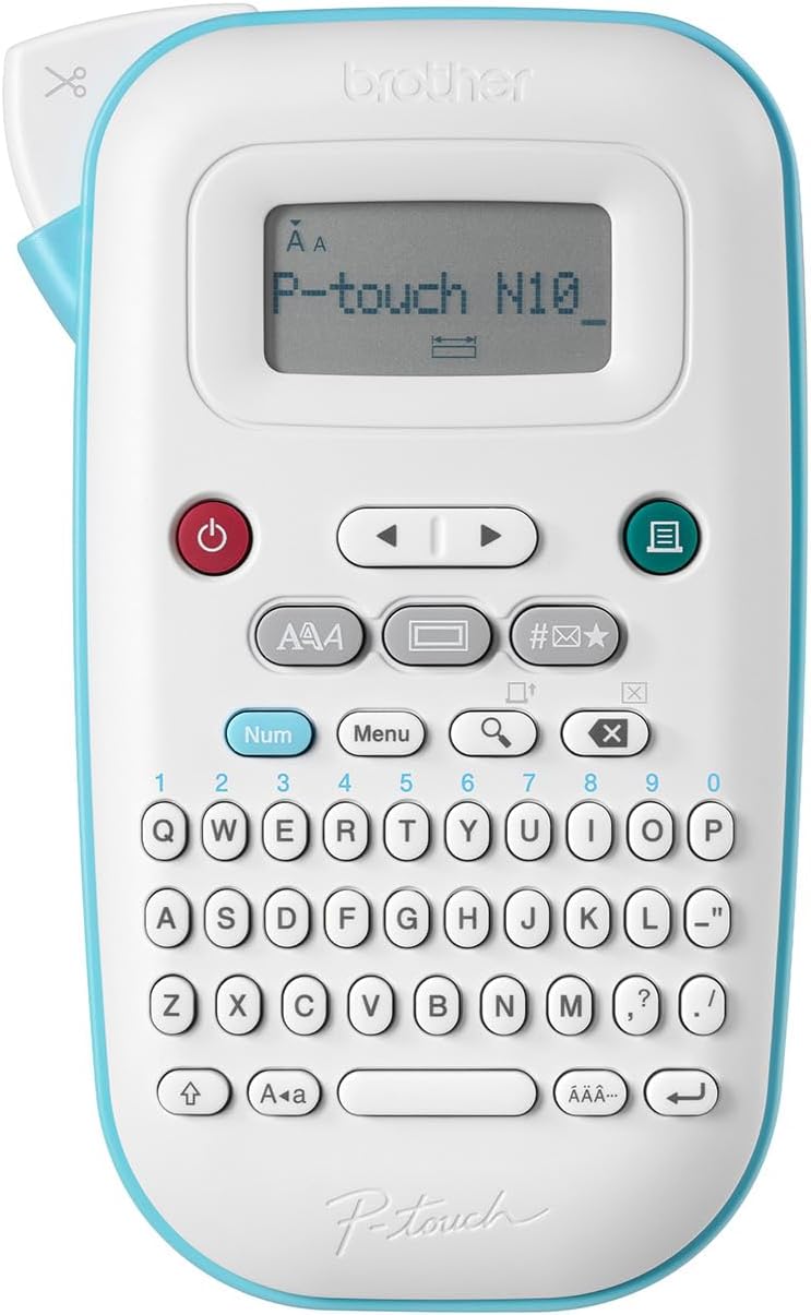 Brother P-Touch PT-N10 Personal Handheld Label Maker, Portable and Prints, P-Touch Btag ~½” (12mm) Wide Color Personalized Label Tapes