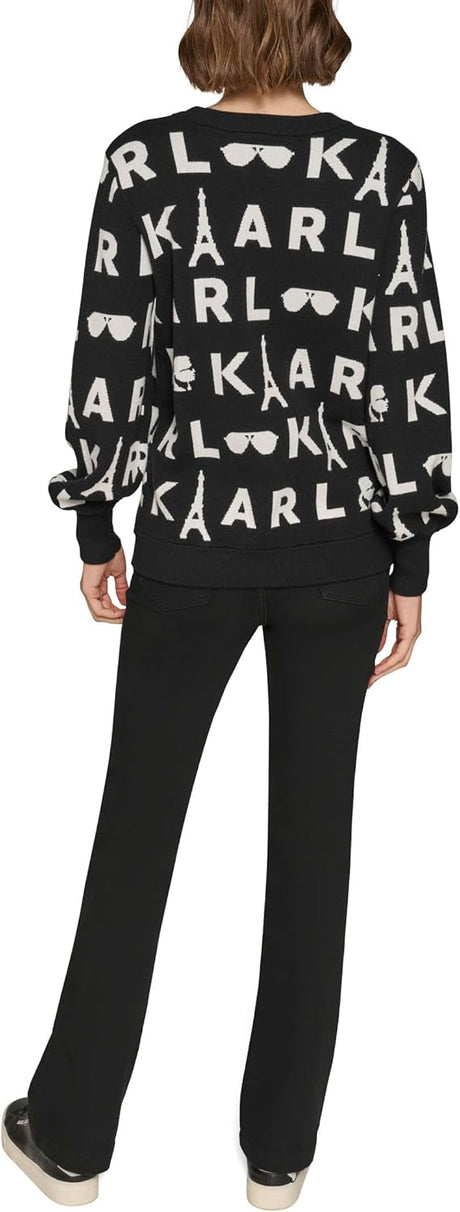 KARL LAGERFELD PARIS Women's Embellished Sweater-LG