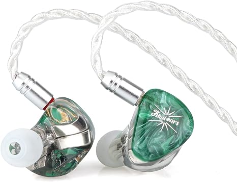 Linsoul Kiwi Ears Orchestra Lite Performance Custom 8BA in-Ear Monitor IEM with Detachable 4-core 7N Oxygen-Free Copper OFC Cable, Handcrafts Faceplate for Audiophile Studio Musician (Green)