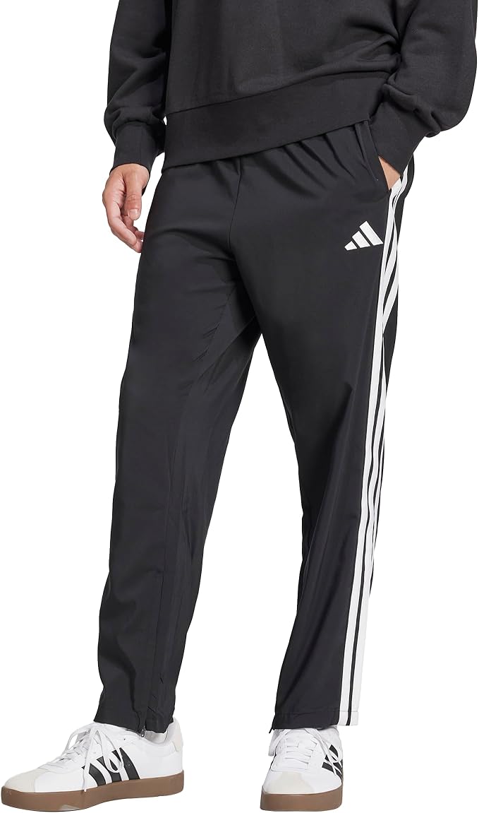 Men's Essentials 3-Stripes Open Hem Fleece Pants-XS