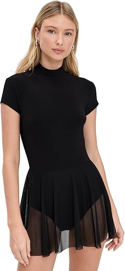 Norma Kamali Women's Mock Neck Cap Sleeve Flared Dress Size L