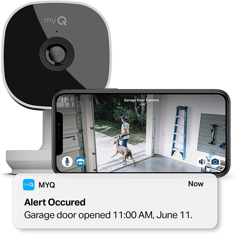 myQ Smart Garage Security Camera – 1080p HD Video, Night Vision, (NEW, OPEN BOX)