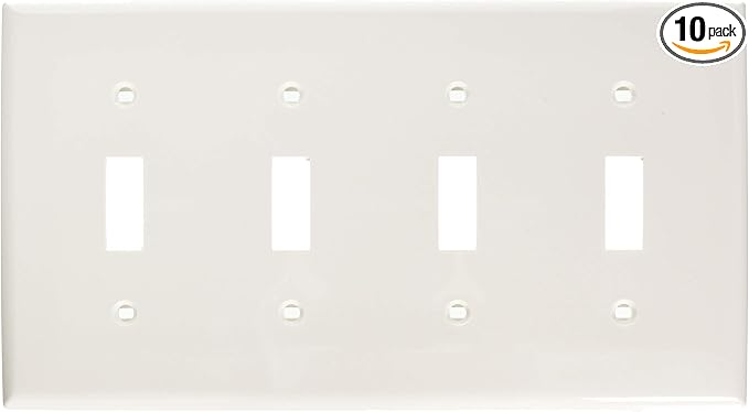 Leviton 80712-W 4-Gang Toggle Device Switch Wall plate - White / 10-Pack
