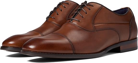 Stacy Adams Men's Kallum Cap Toe Oxford Shoes , Cognac Color (Size: 12M)