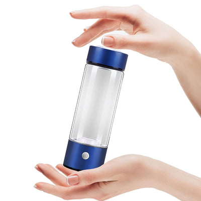Hydrogen Water Bottle, Portable Hydrogen Water Ionizer Machine, Hydrogen Water Generator, Rechargeable Hydrogen Rich Water Glass Health Cup for Home Travel (Blue)