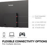 ViewSonic VX1655-4K-OLED 15.6 Inch 4K UHD Portable OLED Monitor with 2 Way Powered 60W USB C, Mini HDMI, Dual Speakers, and Built-in Stand with Magnetic Cover