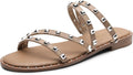 DREAM PAIRS Women's Clear Studded Rhinestone Slide Sandals Slip on Open Toe Cute Flat Sandals for Summer Size: 6