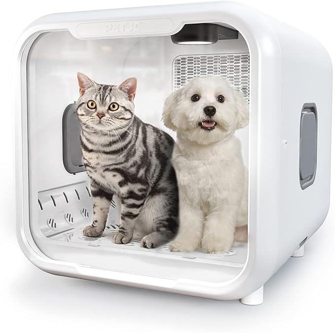 Automatic Pet Dryer Box for Cats and Small Dogs,Ultra Quiet Dog Hair Dryer 71L Capacity with Smart Temperature Control and 360 Drying(White-Standard)