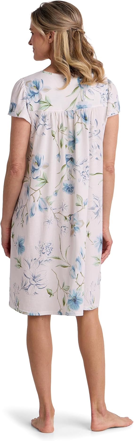 Miss Elaine Women's Nightgown - Blue Dogwood Stems - Size M