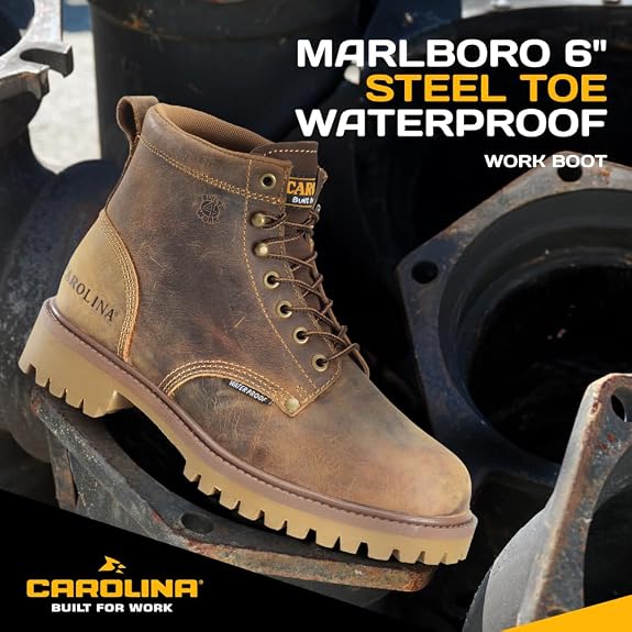 Carolina Marlboro Lo 6" Waterproof Steel Toe Boots for Men - Brown - Size 9.5 2E