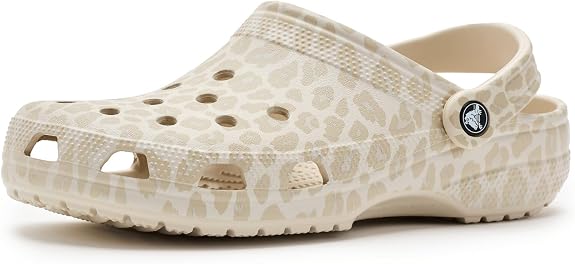 Crocs Unisex Classic Animal Print Clog Almond Tint/Leopard Mens 5/Womens 7 Medium