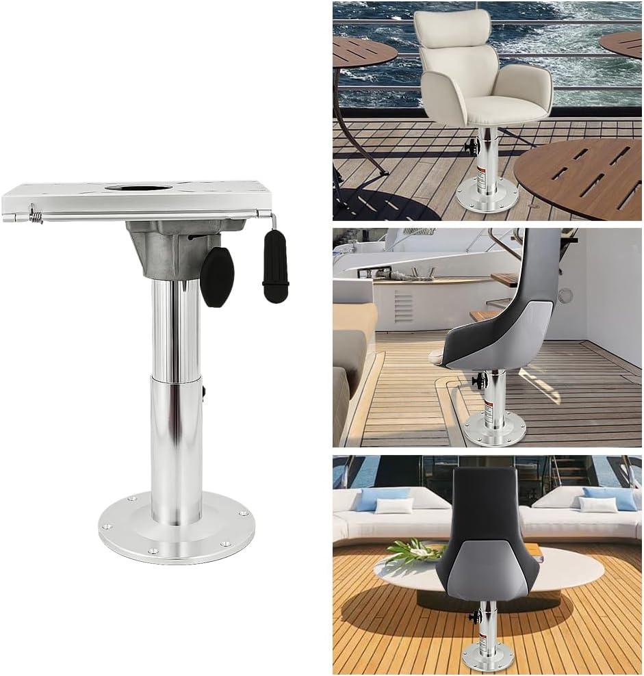 Adjustable Boat Seat Pedestal Boat Seats and Pedestals Boat Seat Pedestals and Bases with Slide and Swivel for Locking Boat Seats Captain Chair 13.5 to 18 Inches Height   New