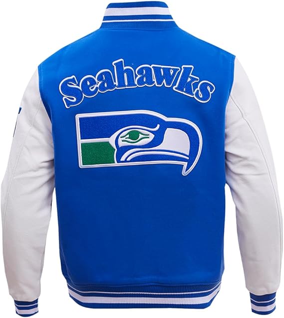 PRO STANDARD - Men's 2XL NFL SEATTLE SEAHAWKS WOOL VARSITY JACKET - Royal/White