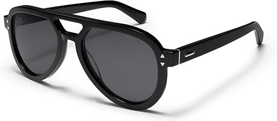 MVMT (Hollywood Aviator Sunglasses in Black Frame + Grey Lens) 28100302