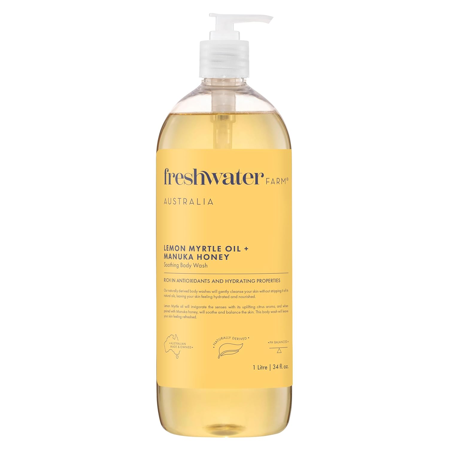 FRESHWATER FARM AUSTRALIA | Lemon Myrtle Oil and Manuka Honey Soothing Body Wash | 34 fl oz
