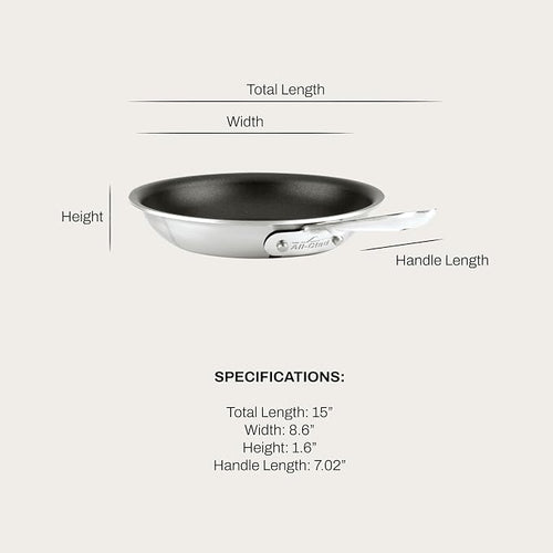 All-Clad D5 8 Inch Brushed Stainless Steel Pro Non-Stick Frying Pan