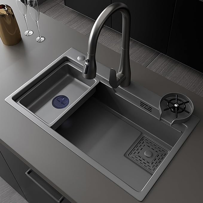 Nzgtejlfch-Gray Stainless Steel Kitchen Sink 33In 16Gauge - Sleek Design for Modern Kitchens - Versatile Utility Sink - Premium Quality Sink for Your Kitchen - Durable and Stylish - Ideal for Everyday Use - Kitchen Sink (Open Box)