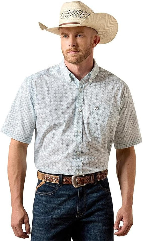 ARIAT Men's Wrinkle Free Welsh Classic Fit Shirt in White Multi Geo Print - 2XL