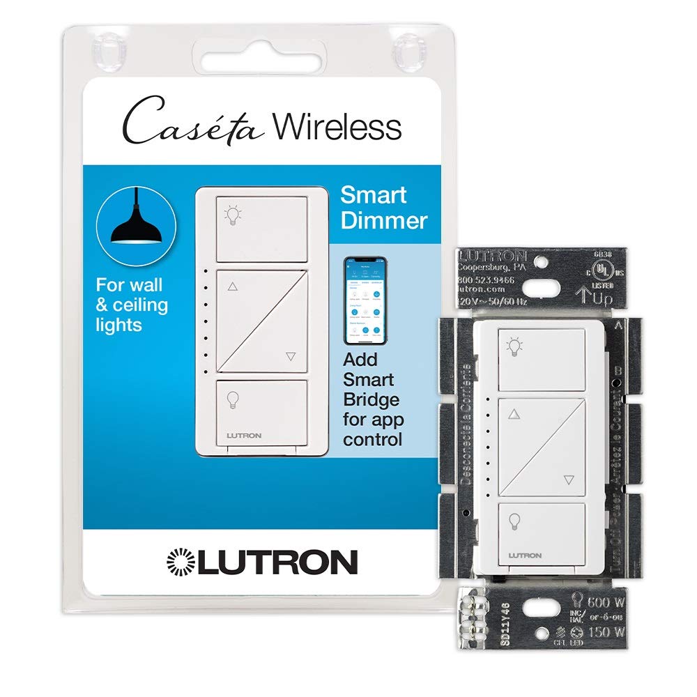 Lutron Caseta Smart Dimmer Switch (Smart Hub Required), No Neutral Required - (PD-6WCL-WH) - 1 Unit