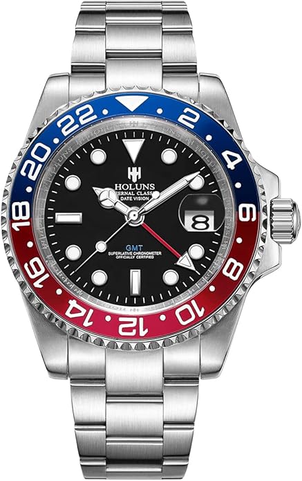 Luxury Men's GMT Automatic Watch Sapphire Waterproof Stainless Steel Luminous Business Watch