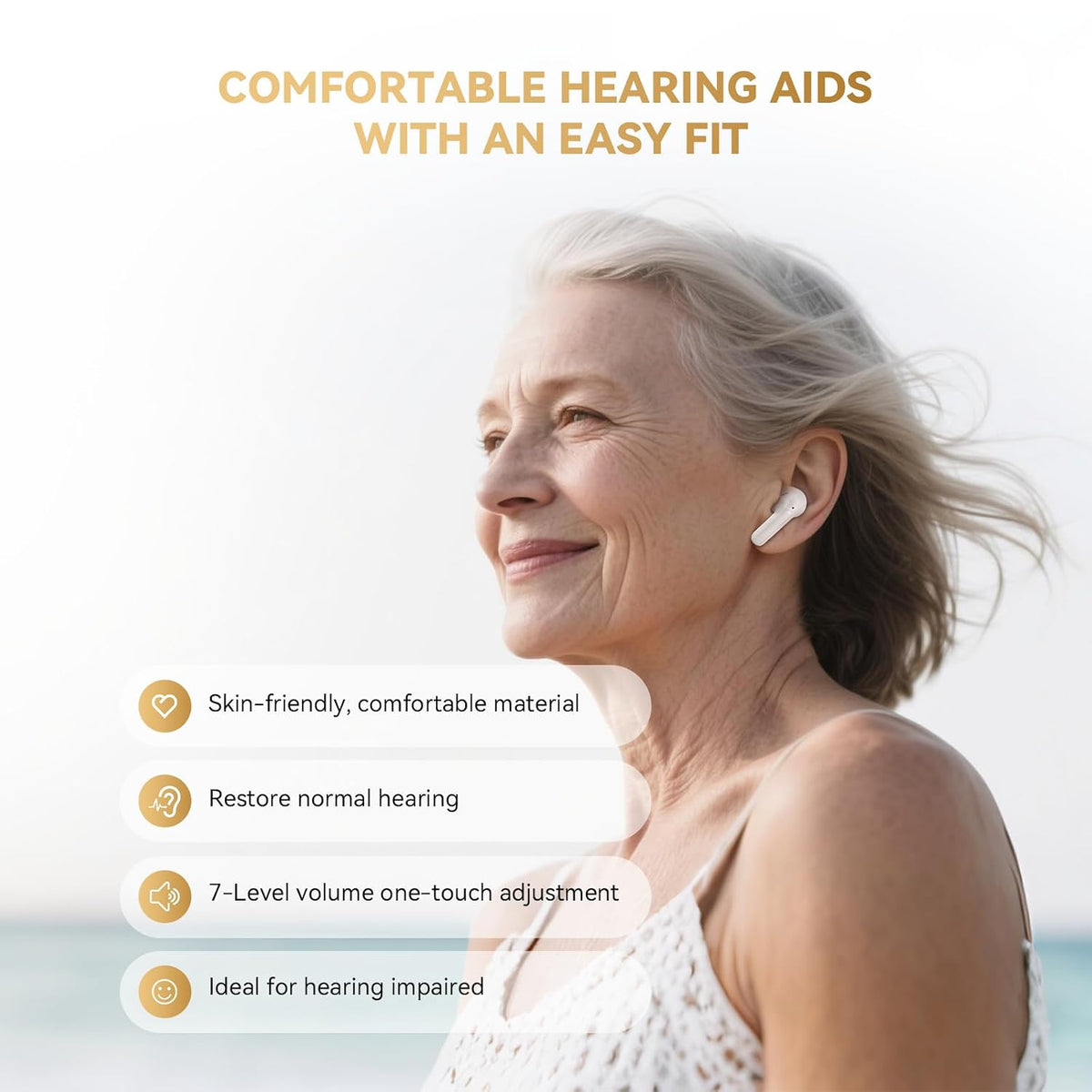 VIVA HEAR Touchscreen Rechargeable Hearing Aids - Model: MG03 Pro - White