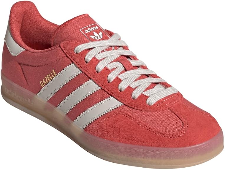 adidas Men's Gazelle Indoor Sneakers in Better Scarlet/Cloud White/Gum - 9