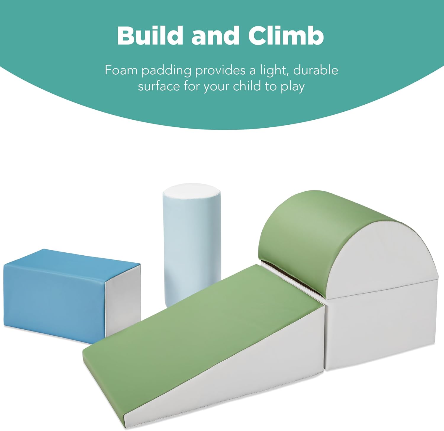 Best Choice Products - 5-Piece Kids Climb & Crawl Soft Foam Shapes Structure Playset - Earth Tone