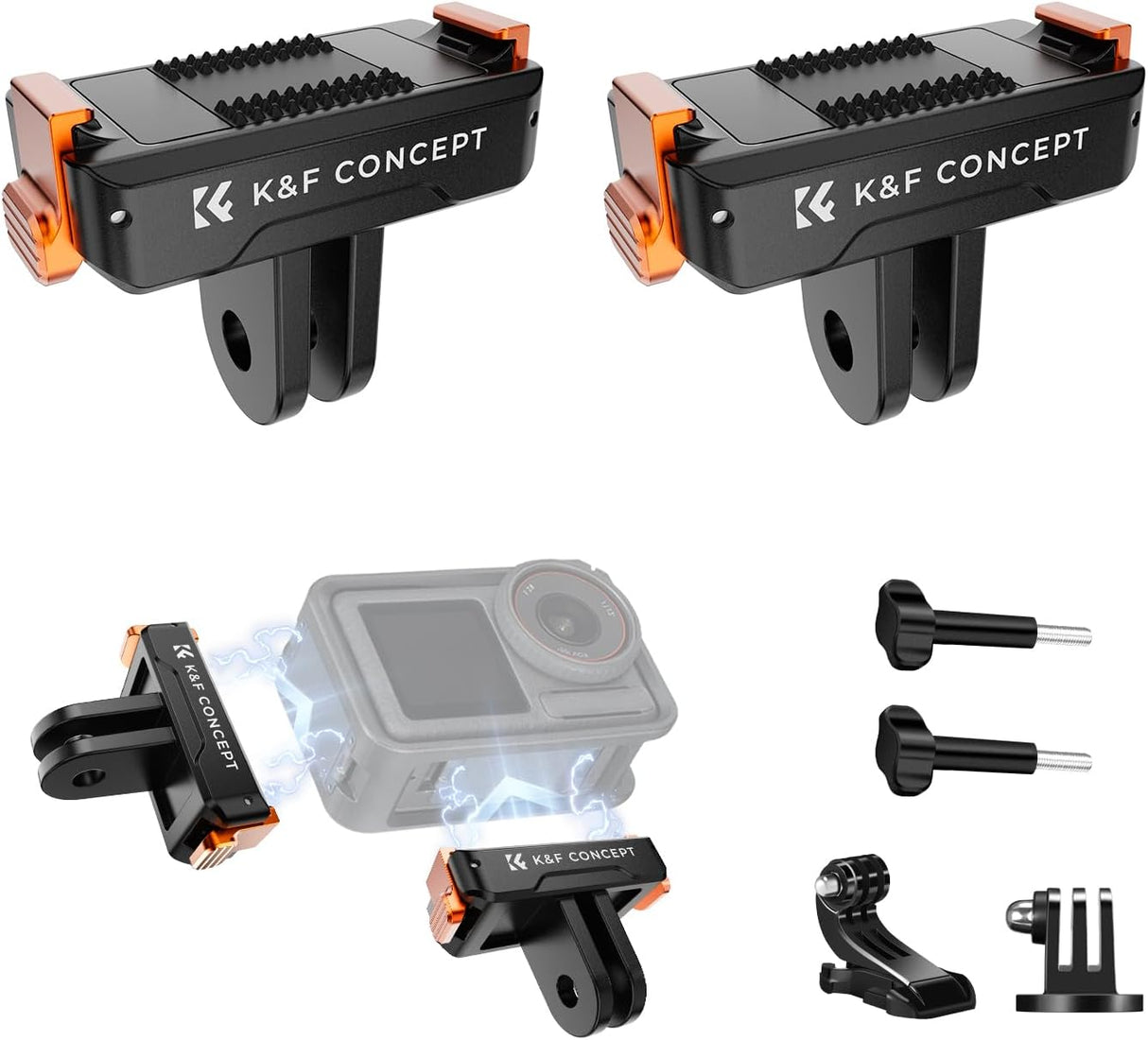 K&F CONCEPT 2 Pack Magnetic Quick Release Adapter Mount for DJI Osmo Action 5 Pro, Extension Base Bracket with 1/4" Adapter/Quick-Release Buckle for DJI Osmo Action 4/Action 3/Osmo 360 Accessories