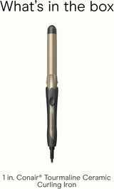 INFINITI PRO CONAIR Tourmaline Ceramic 1-Inch Curling Iron, Clamp Curling Iron, 1-Inch Barrel Champagne/Gray