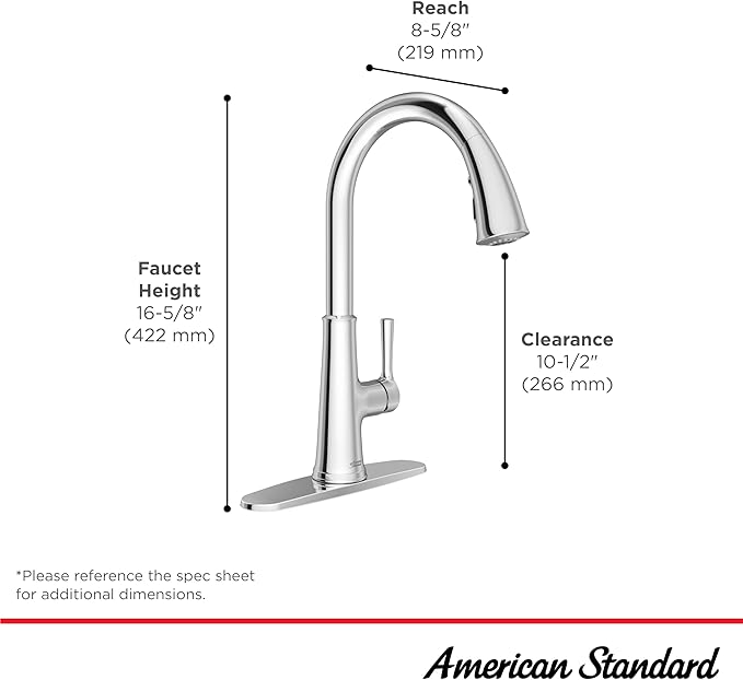 American Standard Stainless Steel AS1L American Standard Renate 1.5 GPM Single Handle Pull-Down Single Spray Kitchen Faucet (New Open Box)