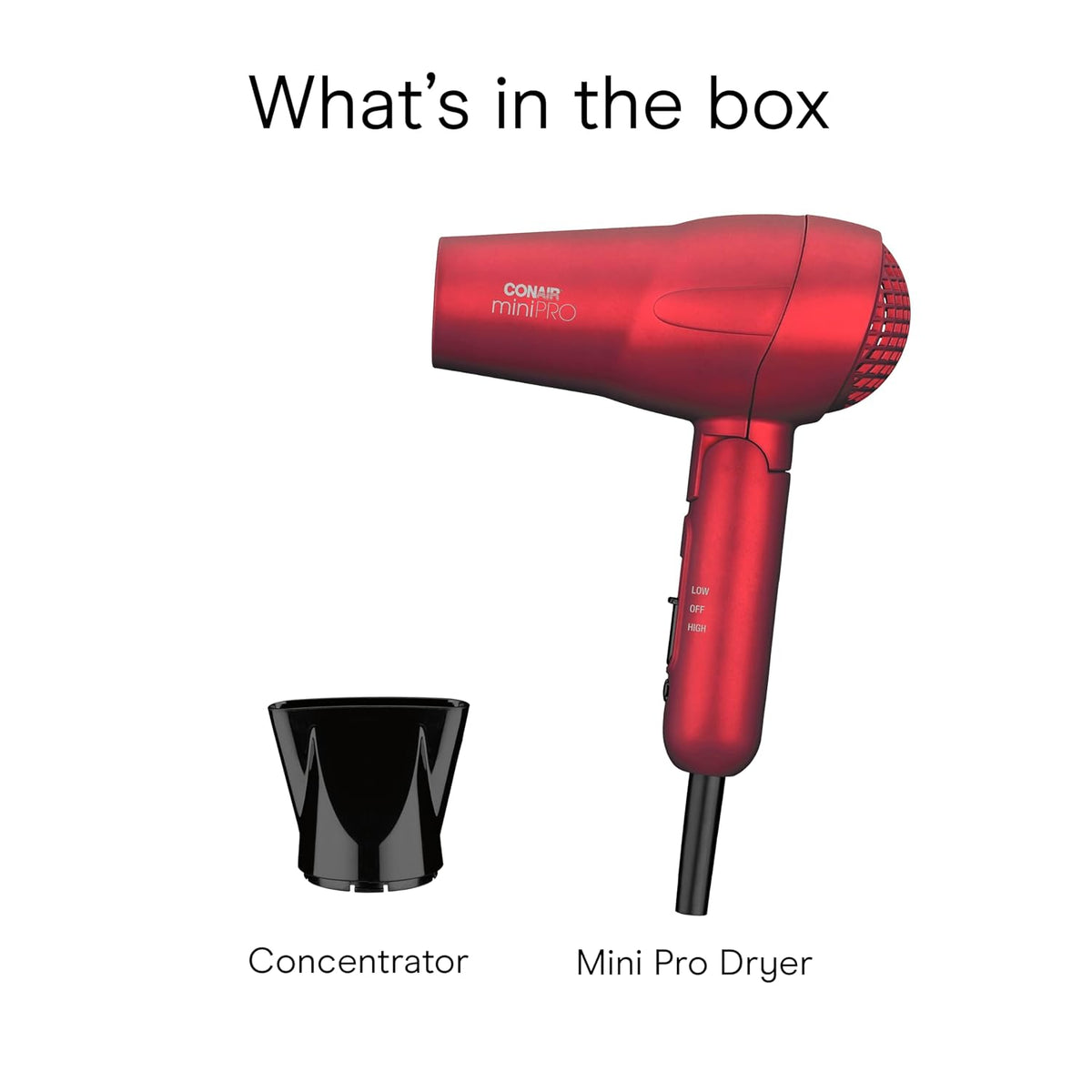 Conair Hair Dryer, Mini Pro, Travel, Folding Handle - Red