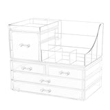 Cq acrylic 2 Pack Clear Make up Organizer Countertop,Stackable 5 Drawers Makeup Storage,Cute Vanity Organizers for dresser Hair Clip,Jewelry,Beauty Product Desk and Bathroom Organizers and Storage