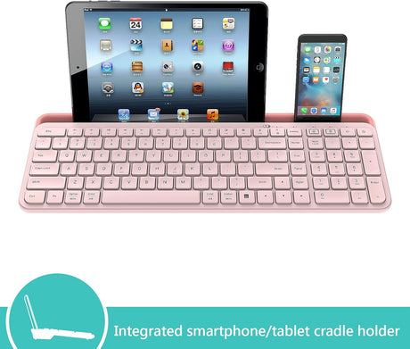 Bluetooth Wireless Keyboard,Bluetooth Keyboard for Ipad Wireless Keyboard with Phone Holder and Mouse Pad,Tablet Keyboard USB Keyboard for Smatphone,Tablets,PC, Computer, Laptop, Mac(Pink) (New Open Box)