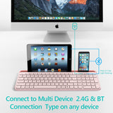 Bluetooth Wireless Keyboard,Bluetooth Keyboard for Ipad Wireless Keyboard with Phone Holder and Mouse Pad,Tablet Keyboard USB Keyboard for Smatphone,Tablets,PC, Computer, Laptop, Mac(Pink) (New Open Box)