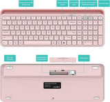 Bluetooth Wireless Keyboard,Bluetooth Keyboard for Ipad Wireless Keyboard with Phone Holder and Mouse Pad,Tablet Keyboard USB Keyboard for Smatphone,Tablets,PC, Computer, Laptop, Mac(Pink) (New Open Box)